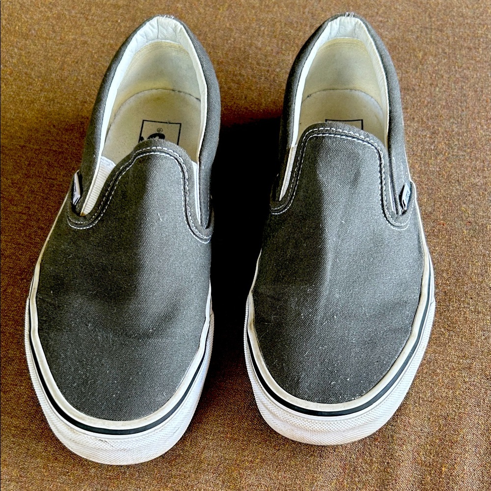 Vans gray slip ons. Women’s 9, Men’s 7.5